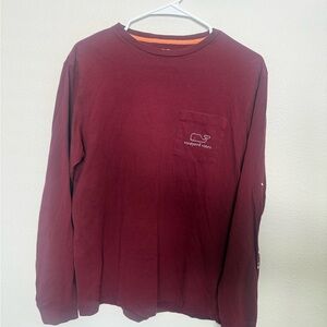 Vineyard Vines Men's Burgundy Long Sleeve Tee